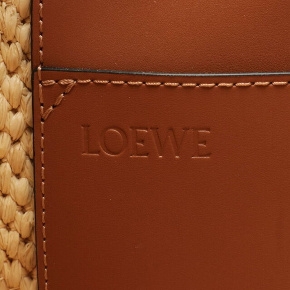 Loewe Font Tote Bag Leather Raffia Beige Brown - Picture 4 of 4